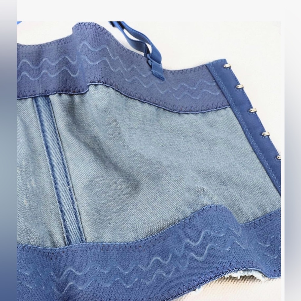 Ellacci Denim Nonslip Bustier Crop Top Corset Bra Detachable Straps XS/34B NWT - Picture 6 of 10